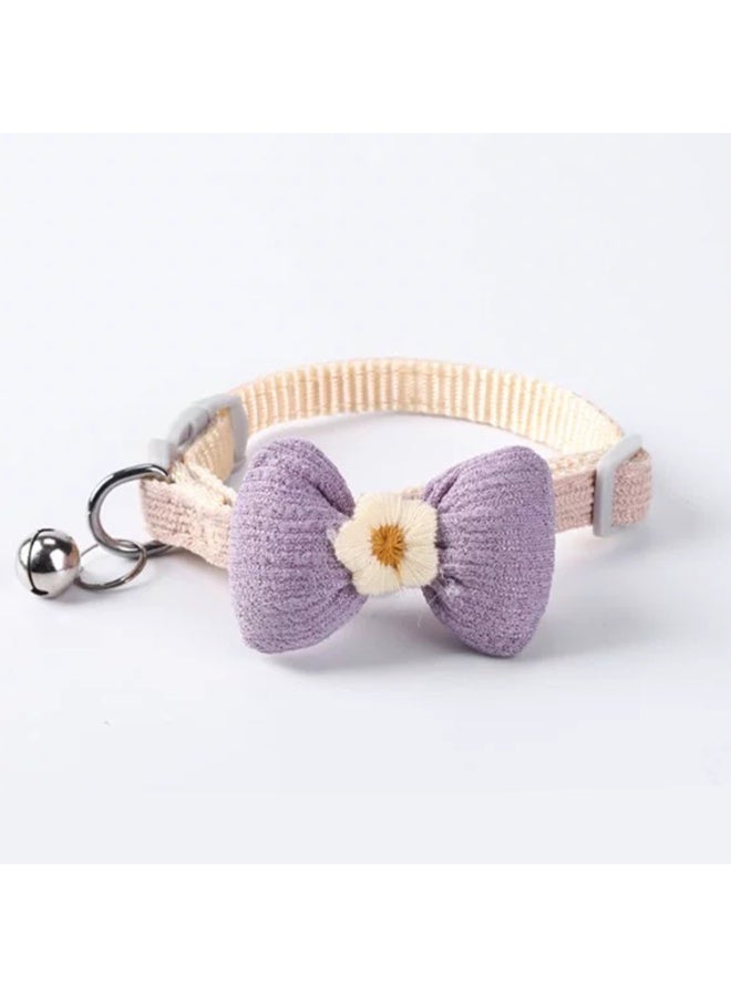 Winray 2 Pack Cute Floral Pink Bowtie Cat Collar with Bell, Soft Cotton Adjustable Collar for Cats and Kittens - Image 3
